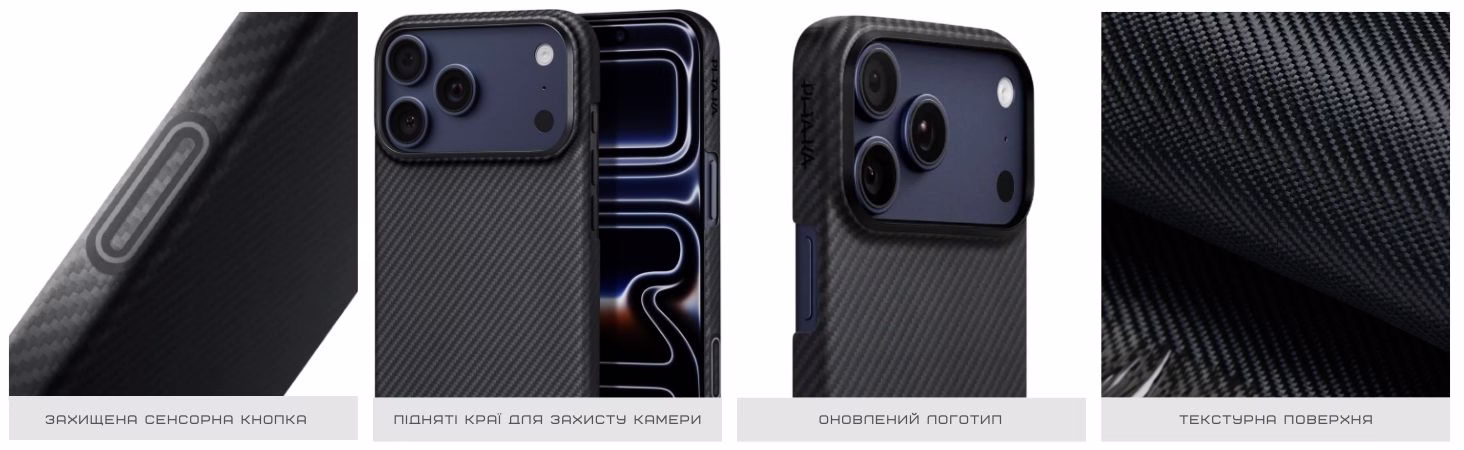 Чохол Pitaka Ultra-Slim Twill Black/Grey для iPhone 17 Pro Max - 7